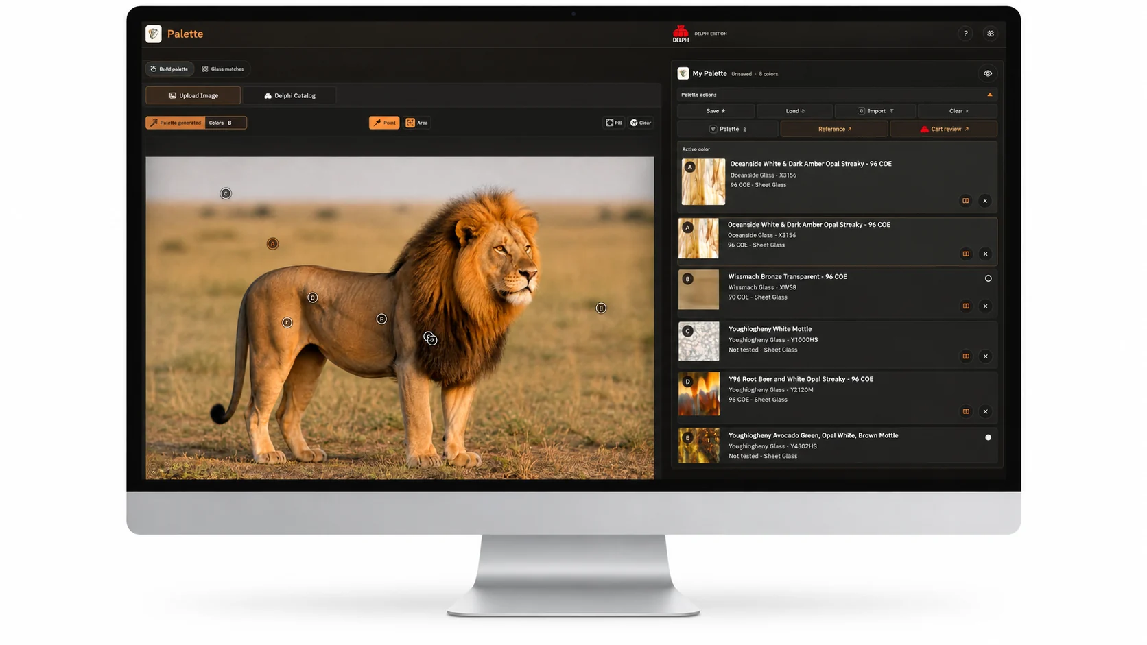 Palette Lion project on a realistic unbranded all-in-one desktop against seamless white