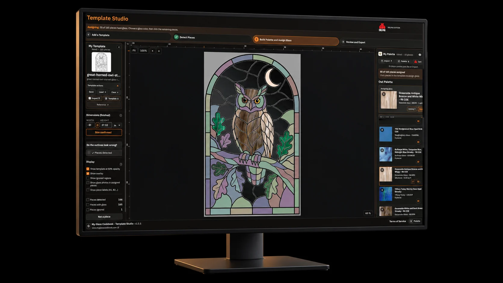 Template Studio Owl project on a realistic unbranded 16:9 monitor against seamless black
