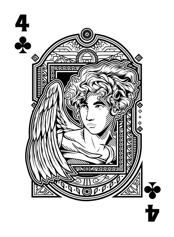 4 of Clubs illustrated playing-card design