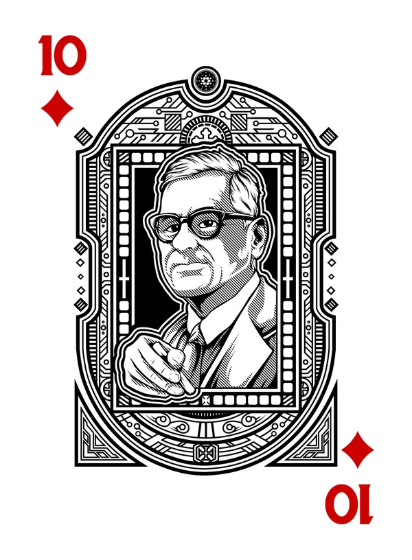 10 of Diamonds illustrated playing-card design