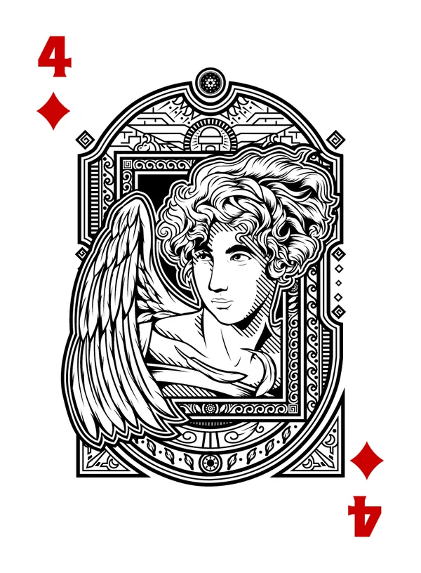 4 of Diamonds illustrated playing-card design