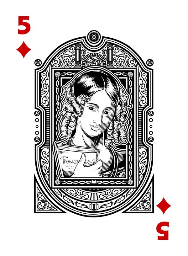 5 of Diamonds illustrated playing-card design