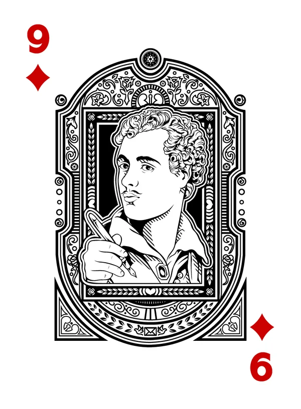 9 of Diamonds illustrated playing-card design