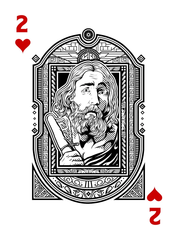 2 of Hearts illustrated playing-card design