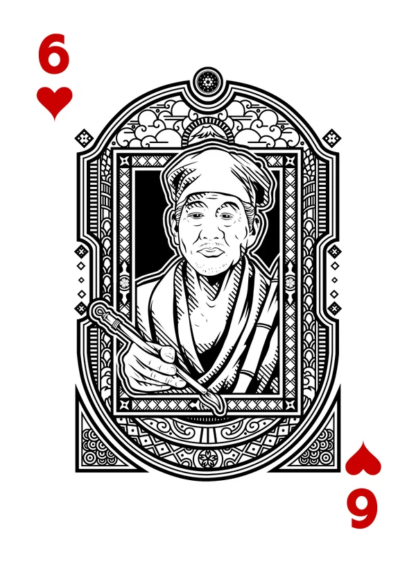 6 of Hearts illustrated playing-card design