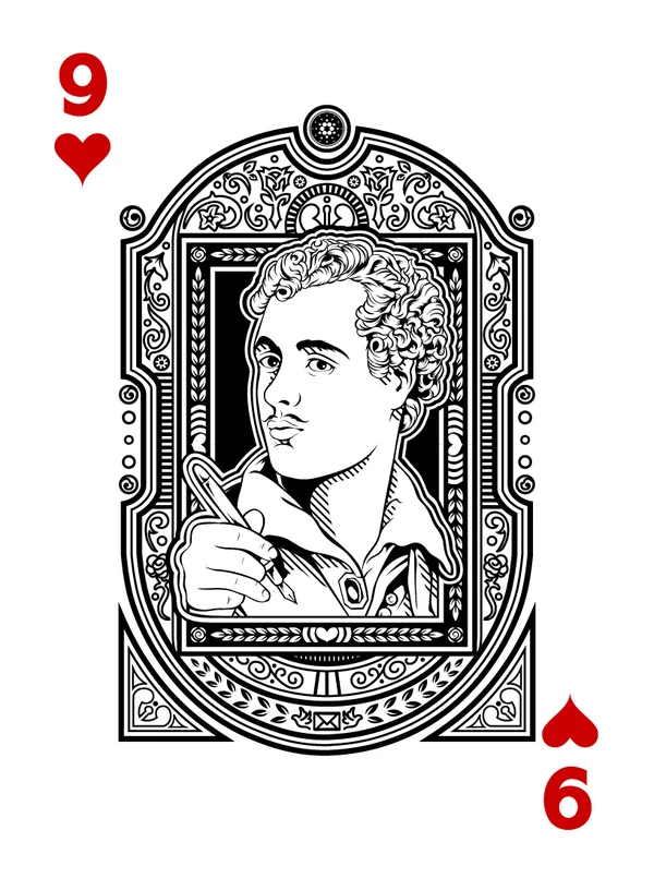 9 of Hearts illustrated playing-card design