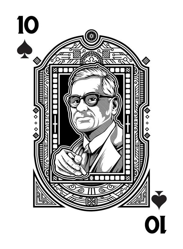 10 of Spades illustrated playing-card design