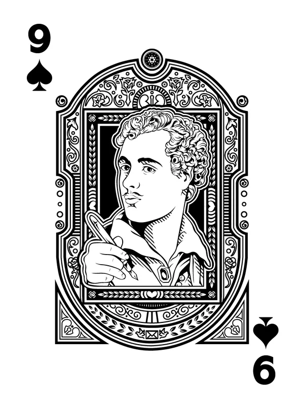 9 of Spades illustrated playing-card design