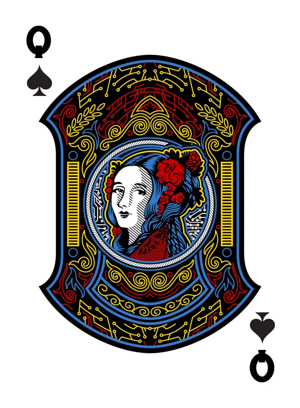 Queen of Spades illustrated playing-card design