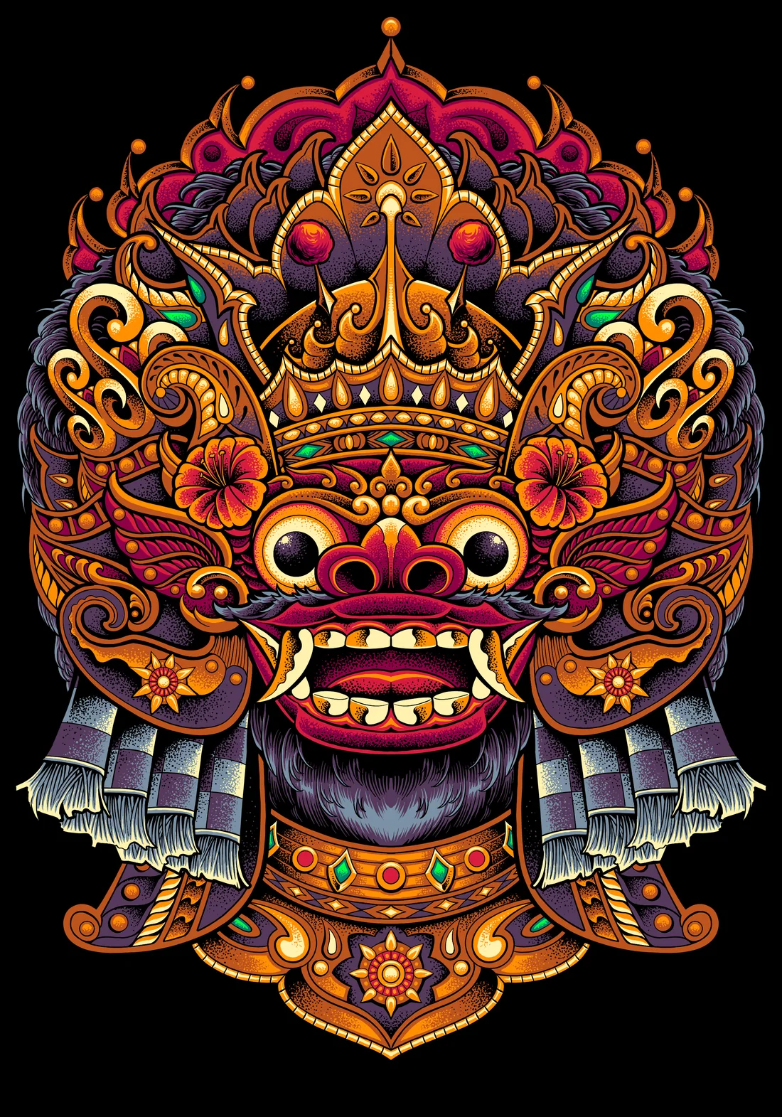 Devas portrait of Barong, illustrated by Rahadil Hermana