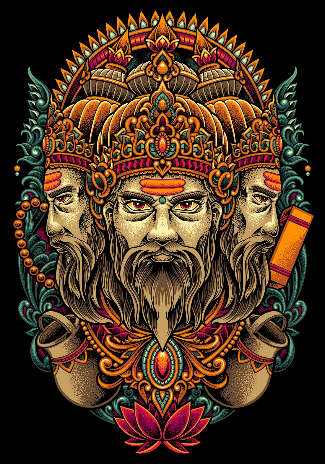 Devas portrait of Brahma, illustrated by Rahadil Hermana