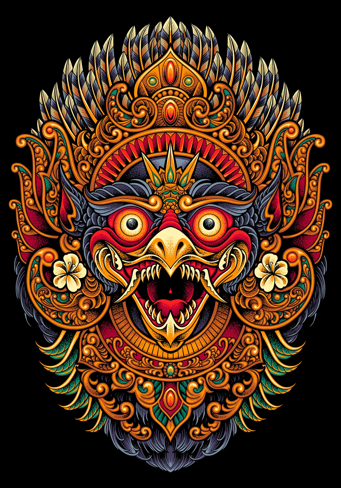 Devas portrait of Garuda, illustrated by Rahadil Hermana