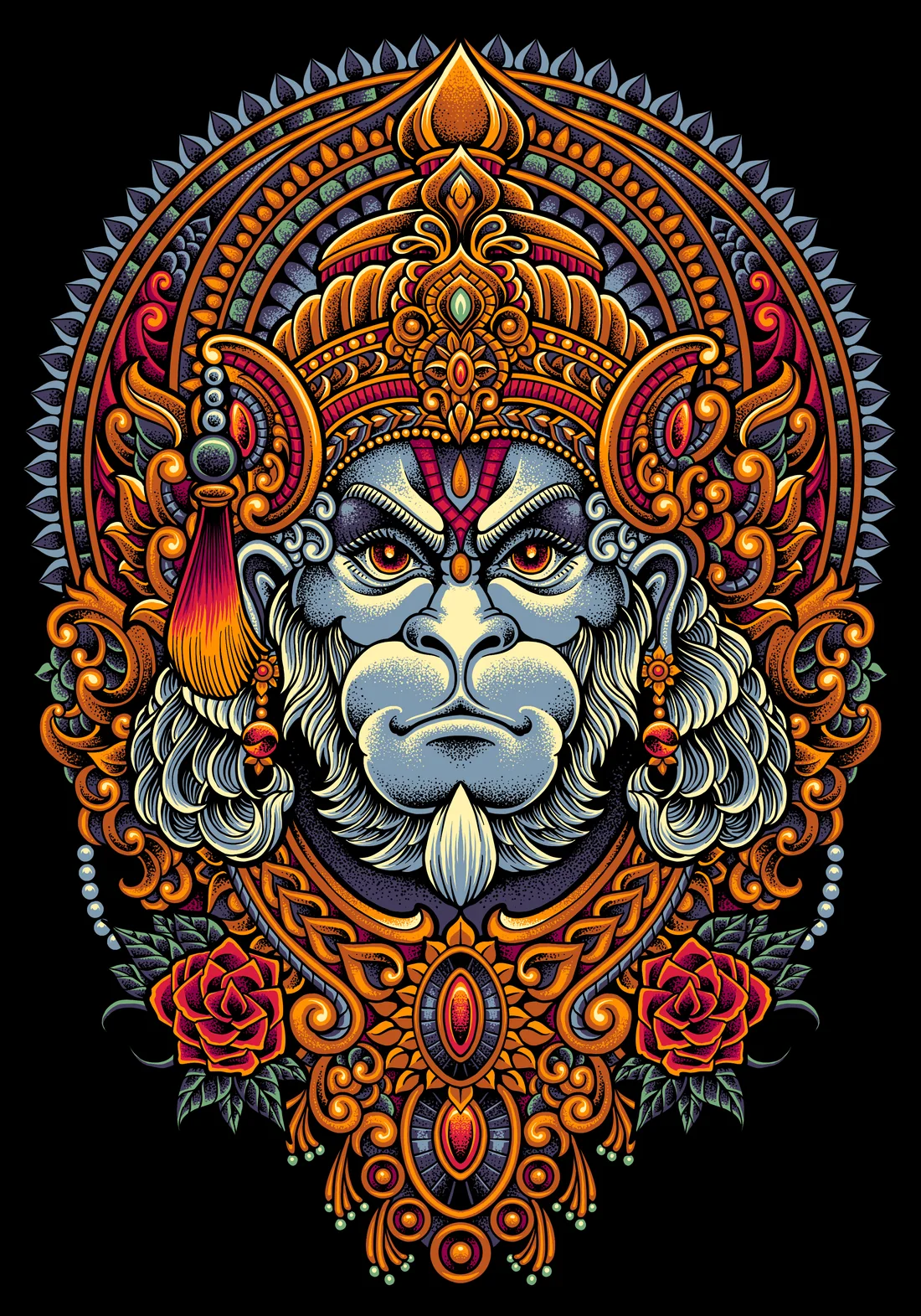 Devas portrait of Hanuman, illustrated by Rahadil Hermana
