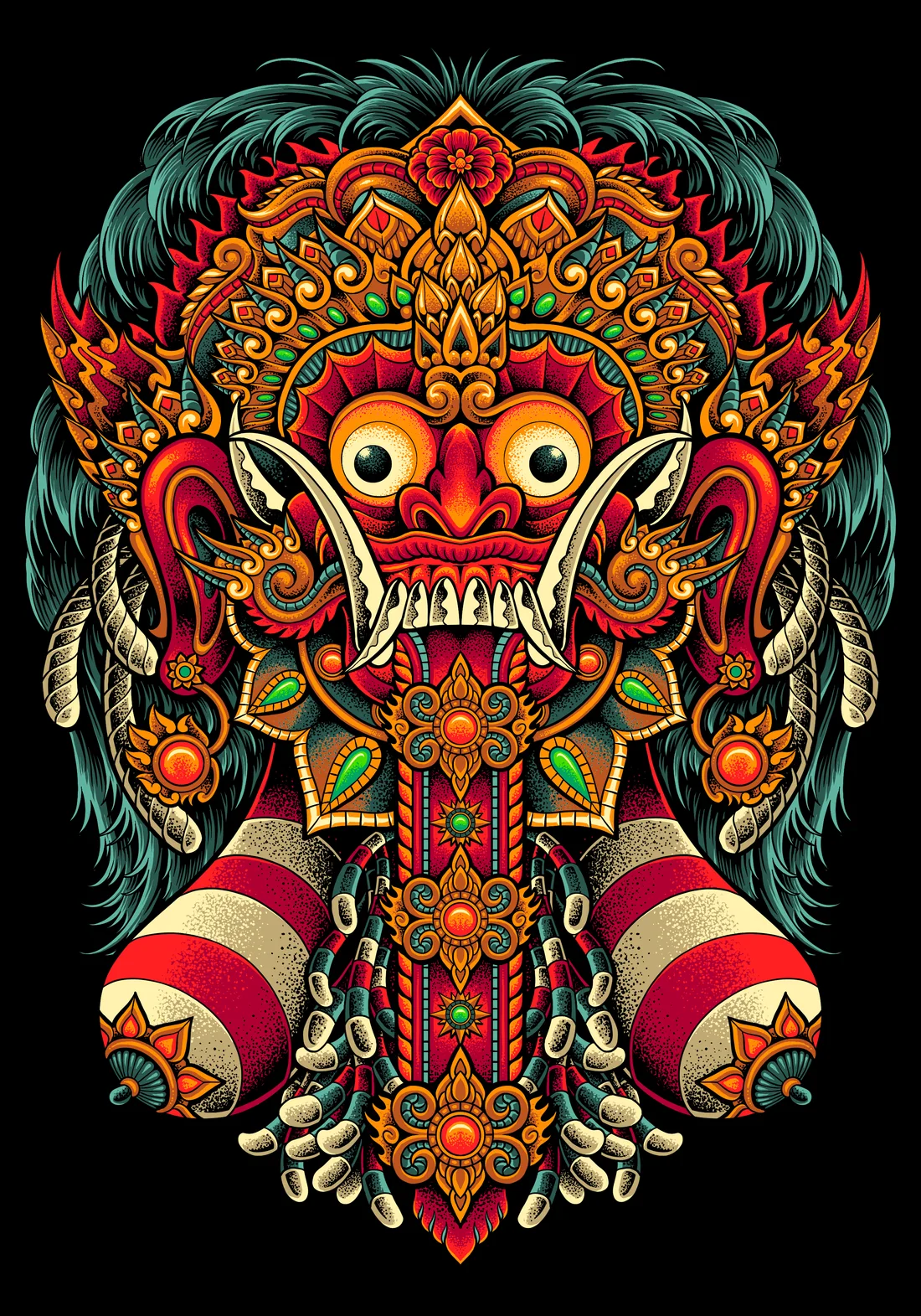 Devas portrait of Rangda, illustrated by Rahadil Hermana