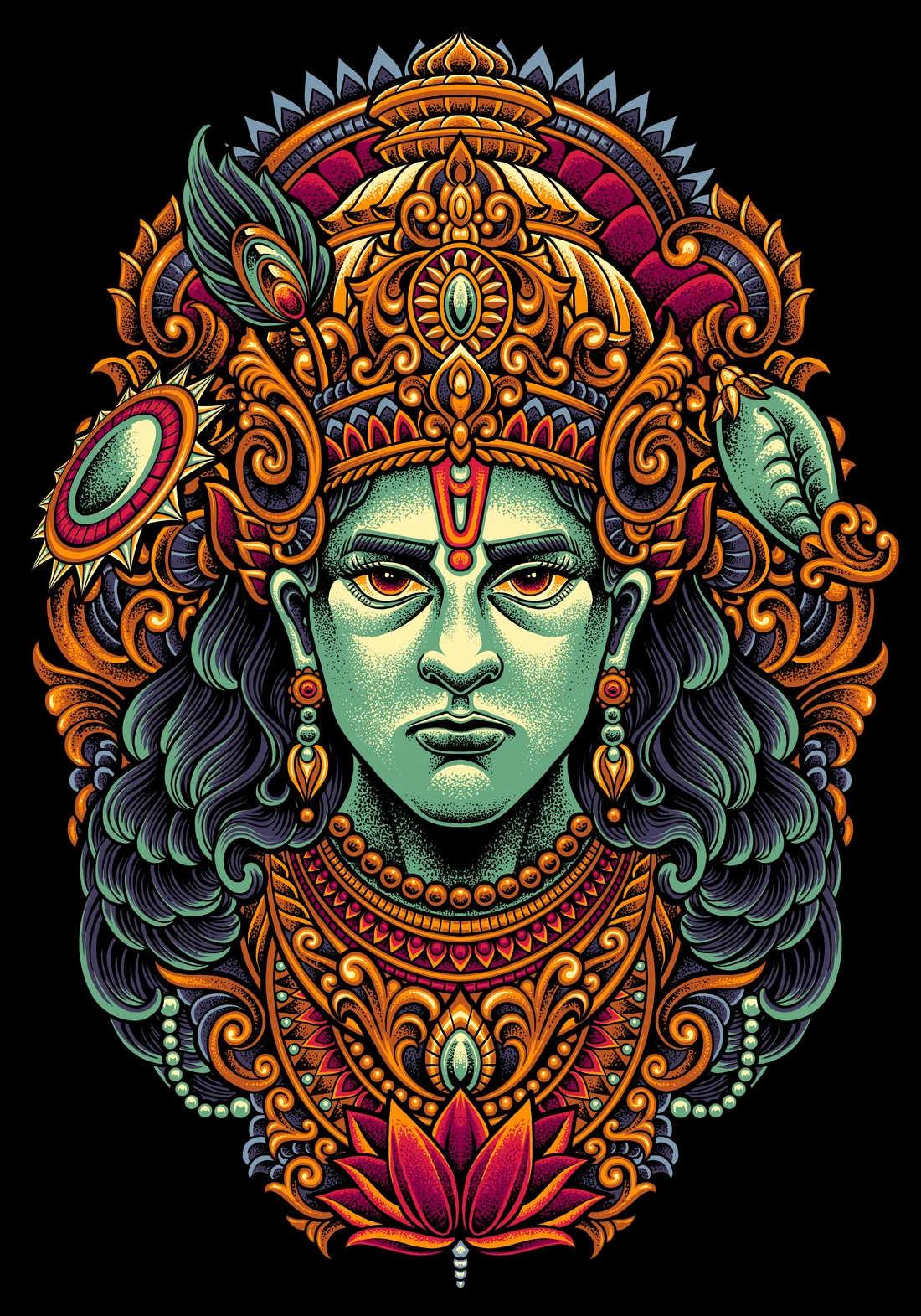 Devas portrait of Vishnu, illustrated by Rahadil Hermana