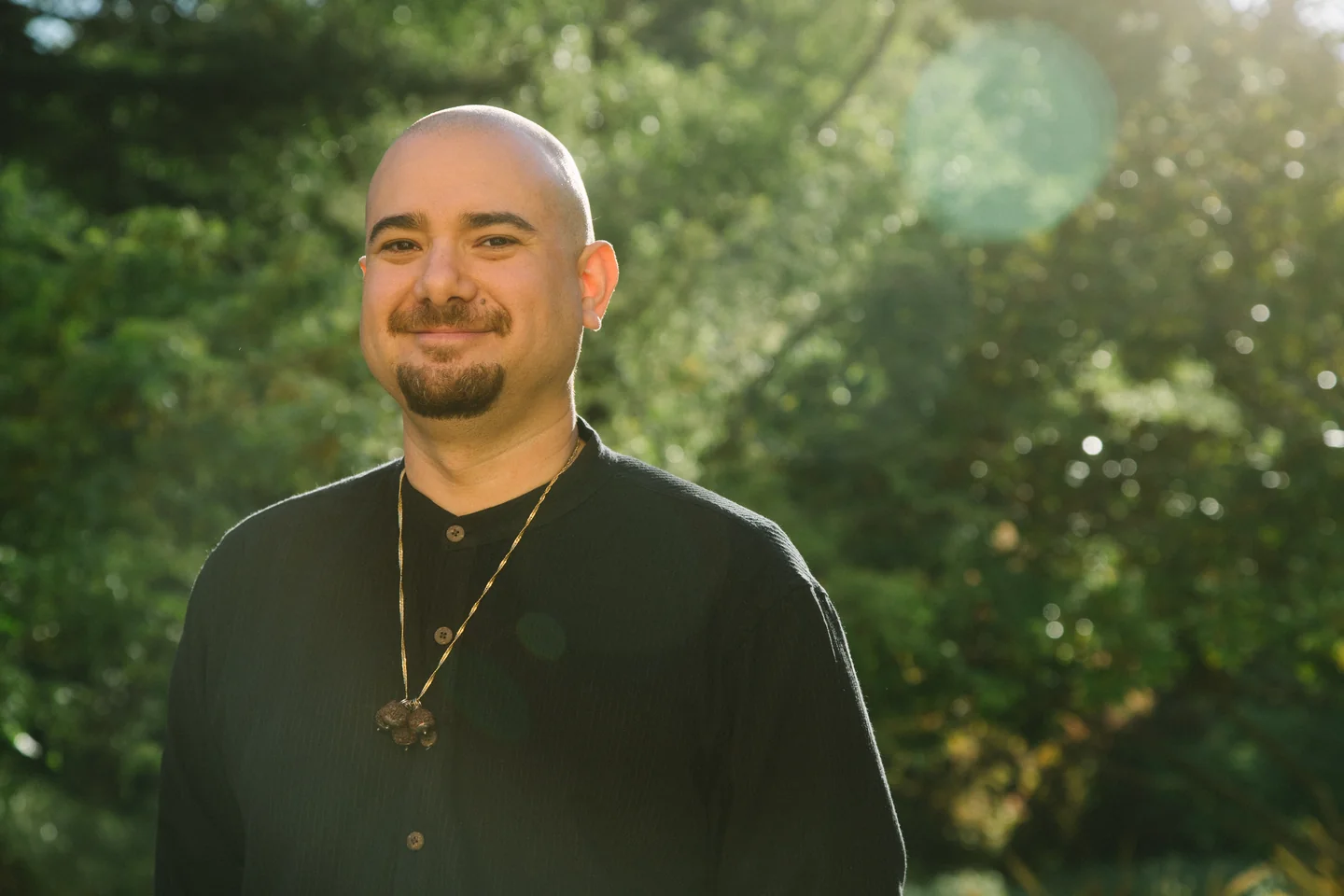 Portrait of musician Alam Khan outdoors